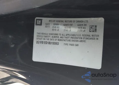 2011 Chevrolet Camaro 1Lt из США, поврежденный, VIN 2G1FB1ED1B9195663